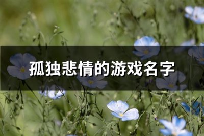 ​孤独悲情的游戏名字(共712个)