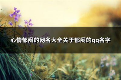 ​心情郁闷的网名大全关于郁闷的qq名字(优选354个)